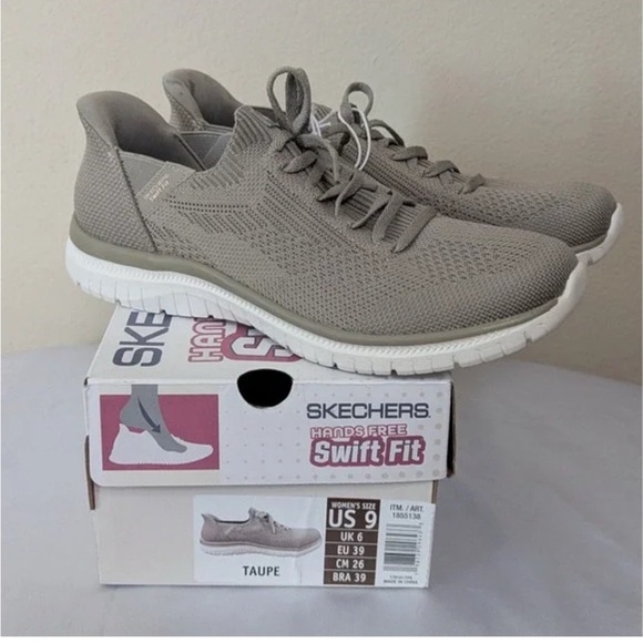 Skechers Swift Fit Tan Slip-On Sneakers - Picture 2 of 4